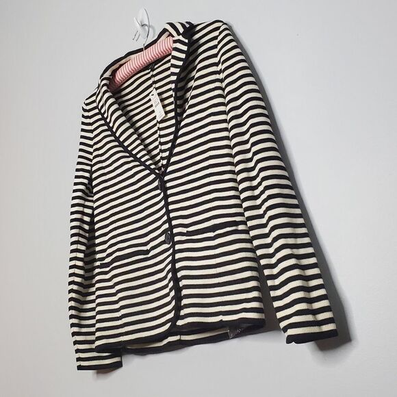 NWT Talbots XS Women's Black White Striped Blazer Suit Jacket - Picture 1 of 14